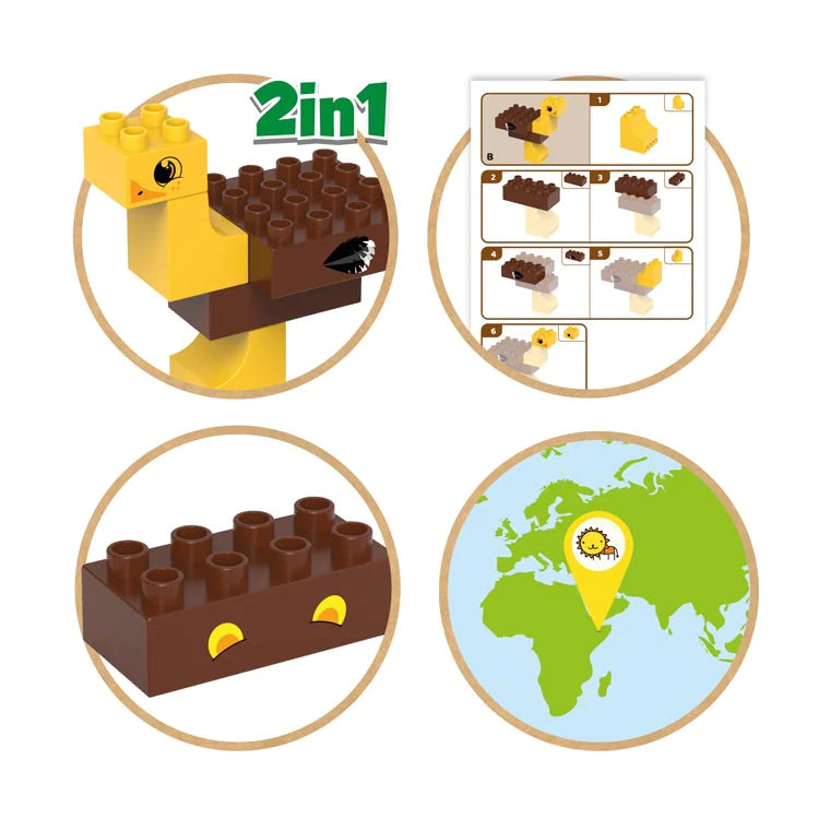 BiOBUDDi Wildlife Savanna blocks works with Lego Duplo