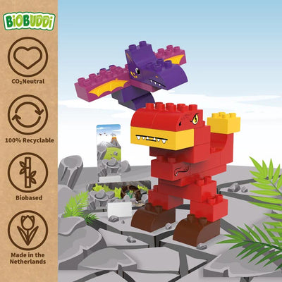 BiOBUDDi Dinosaur T-Rex un Pterodaktila konstruktors saderīgi ar Lego Duplo