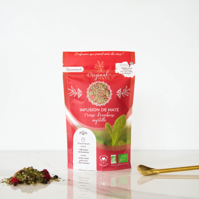 Zāļu tēja Original Mate organiska ar zemeņu, aveņu un melleņu mate garšu, 70g