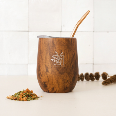 Izotermāls Original Mate tējas trauks  (kalabašs) ar dabīga koka efektu komplektā ar bombillu